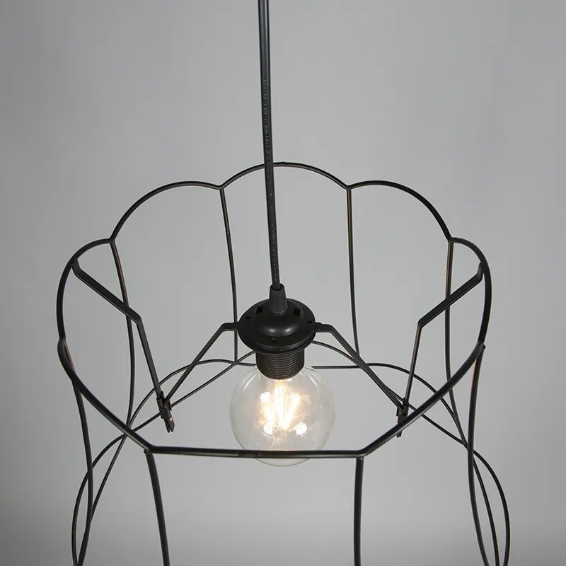 Candeeiro de suspensão retro preto 45 cm - Granny Frame Retro