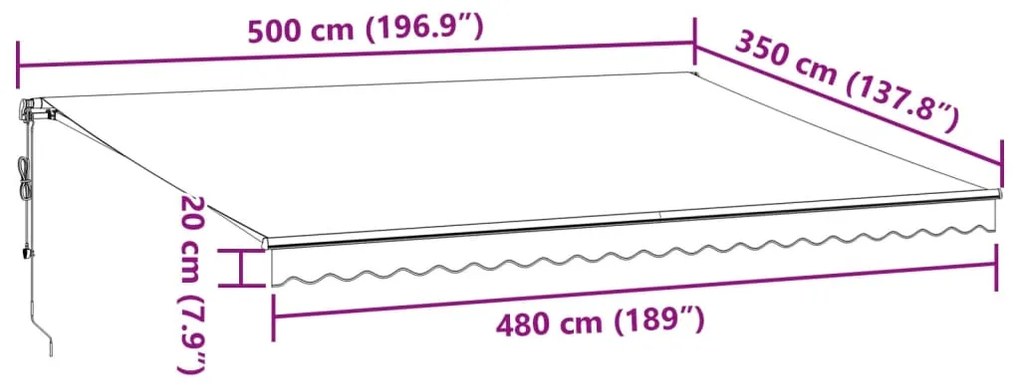 Toldo retrátil automático 500x350 cm bordô