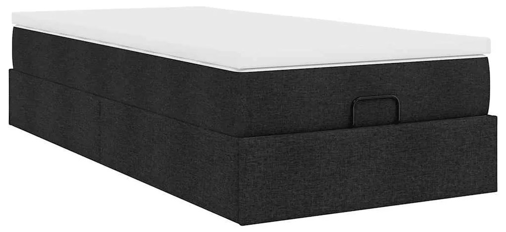 Estrutura de cama otomana com colchão preto 80x200cm tecido