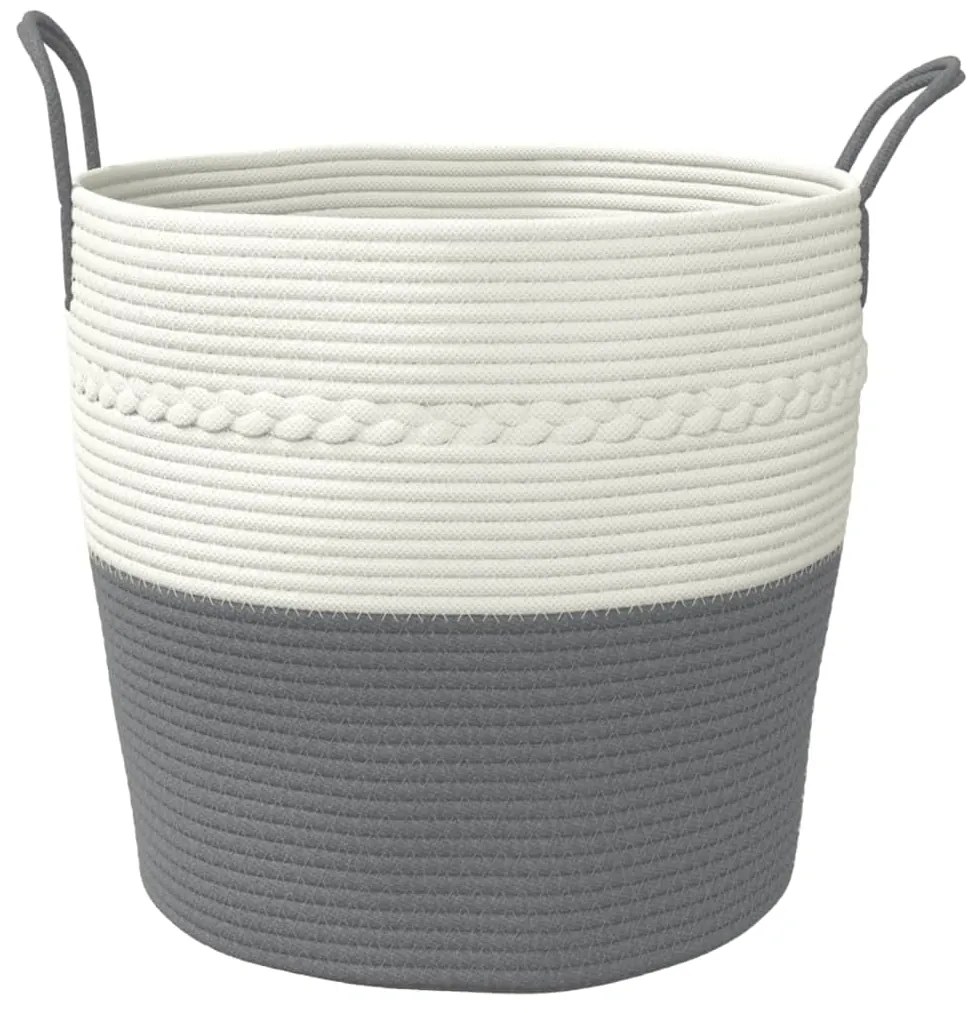 Cesto de arrumação Ø43x38 cm algodão cinzento e branco