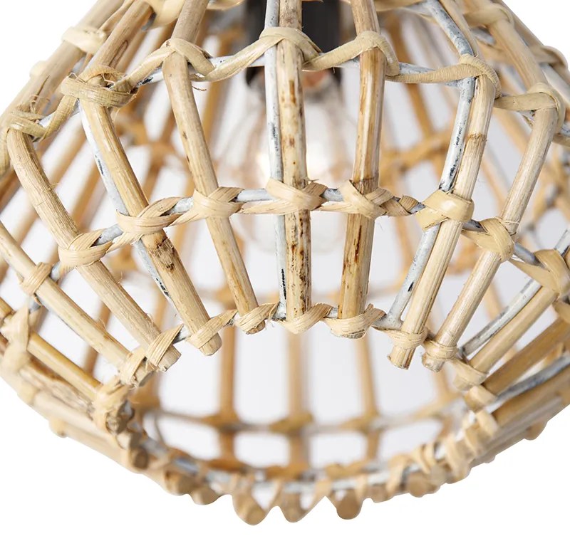 Candeeiro de teto rústico em bambu com branco - Canna Diamond Rústico