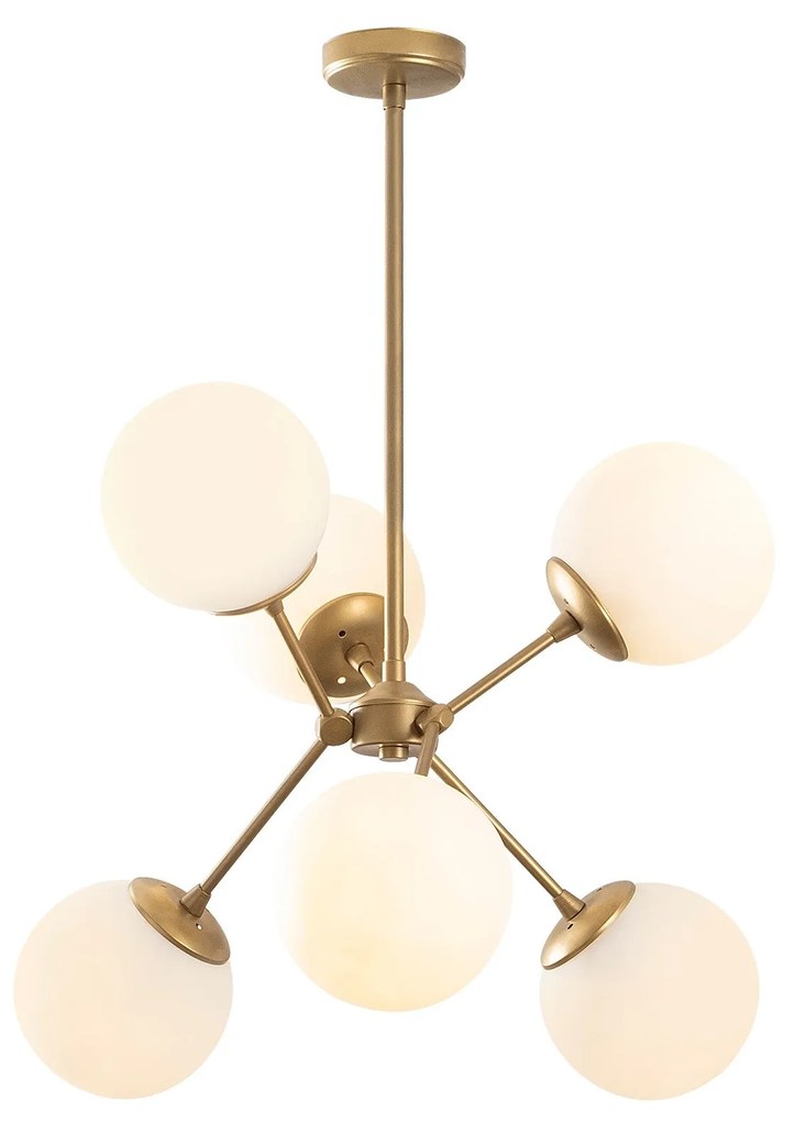 Candeeiro de Teto Gondol – Dourado e Branco – 55 x 55 cm