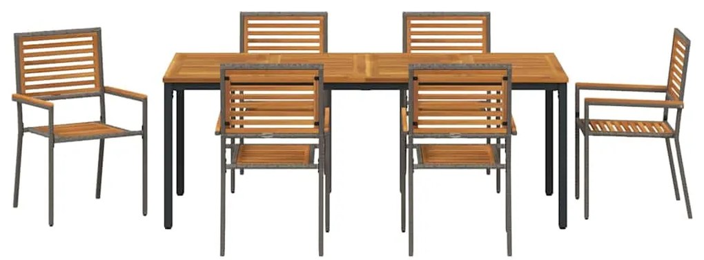 Conjunto de Jantar para Jardim Conjunto de 4 Cinza, Castanho