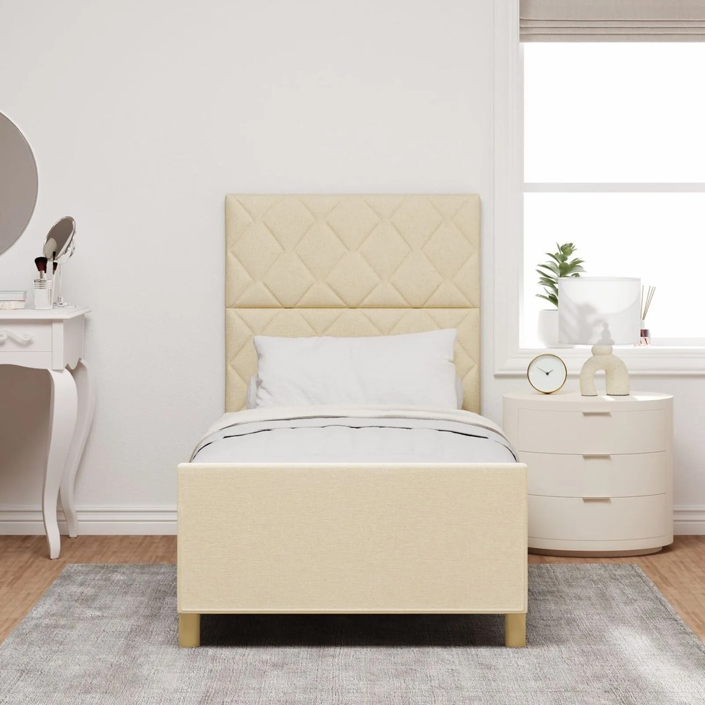 Cama vidaXL Creme 90x190 cm Tecido