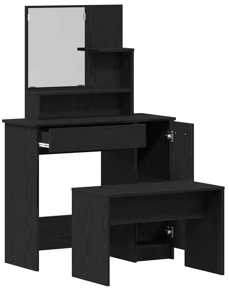 Conjunto de Toucador vidaXL Carvalho Preto Madeira Engenheirada