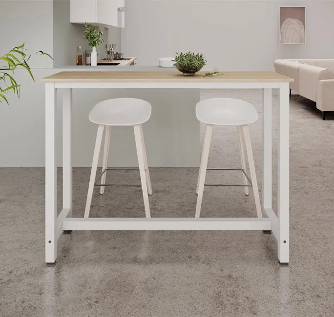 Mesa alta Anivia (140cm) blanco y sonoma