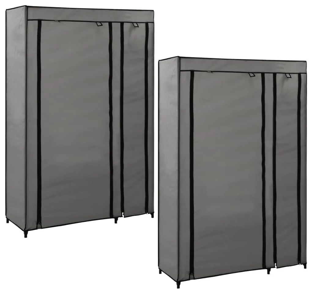 282425 vidaXL Roupeiros dobráveis 2 pcs 110x45x175 cm tecido cinzento