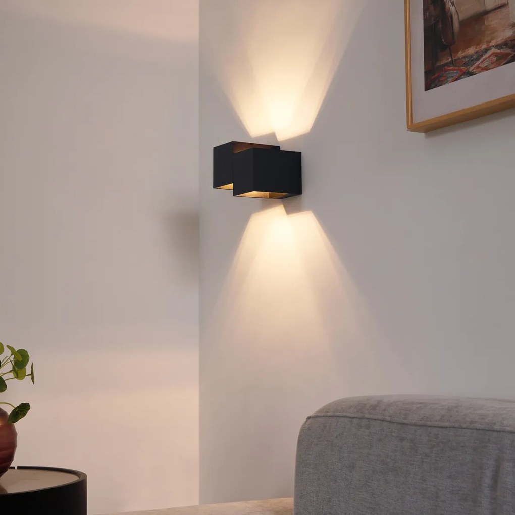 Candeeiro de Parede Moderno Preto 2 Luzes - Transfer Double