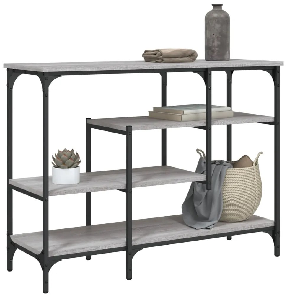 Mesa consola c/ prateleiras 100x35x75 cm cinzento sonoma