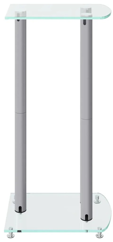 Suportes colunas 2pcs vidro temperado design 3 pilares prateado