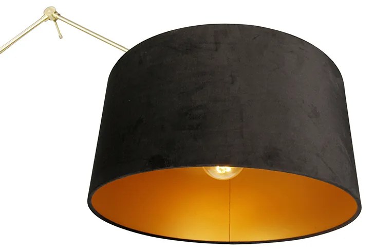 Candeeiro de pé moderno com cúpula de veludo dourado preto 50 cm - Editor