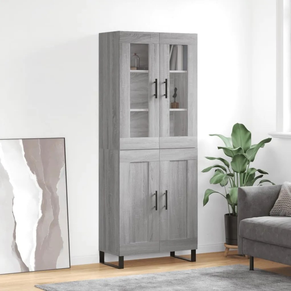 vidaXL Armário alto 69,5x34x180 cm derivados de madeira sonoma cinza