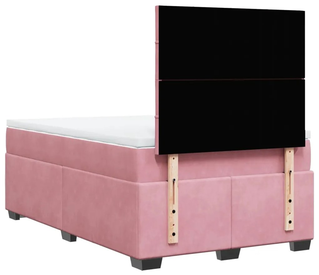 Cama boxspring com colchão 120x200 cm veludo rosa