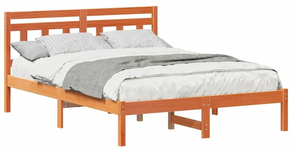 Estrutura da Cama Castanho 140 x 190 cm Madeira de pinho maciça