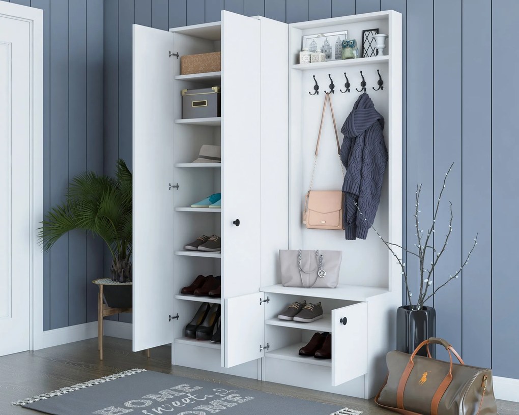Hall Stand M11 – Branco – 119,6 cm x 182,8 cm x 37,3 cm