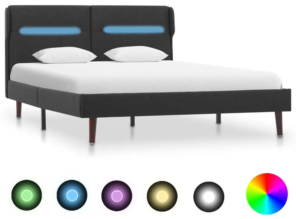 286885 vidaXL Estrutura de cama com LED 120x200 cm tecido cinzento-escuro