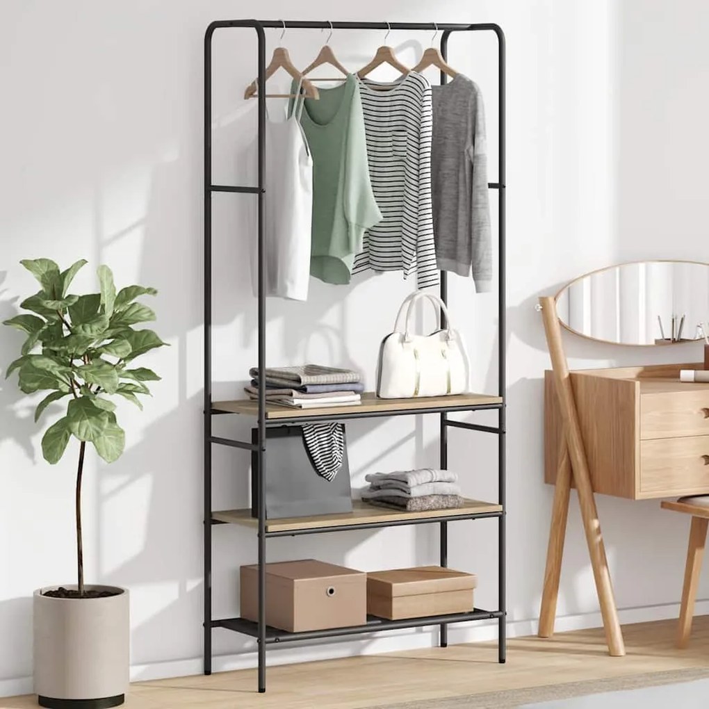 vidaXL Suporte para Roupas com Prateleiras Carvalho sonoma