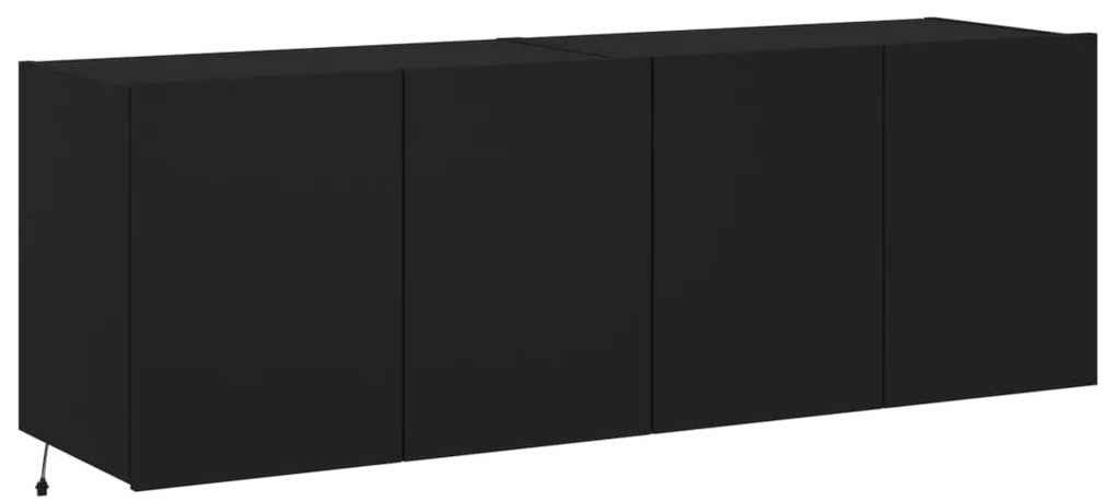 Móveis de parede p/ TV com luzes LED 2 pcs 60x35x41 cm preto