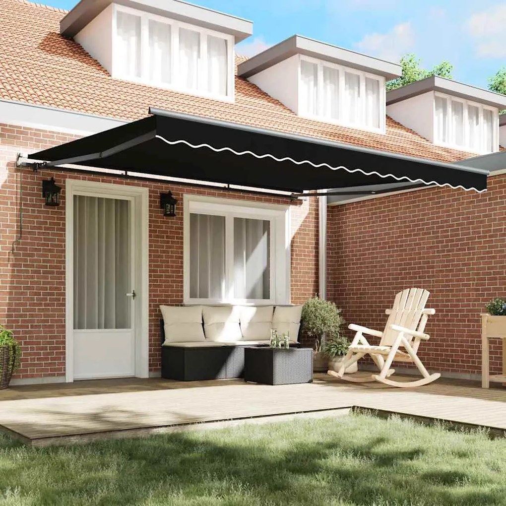 Toldo Retrátil Manual Preto 400 × 300 cm Poliéster