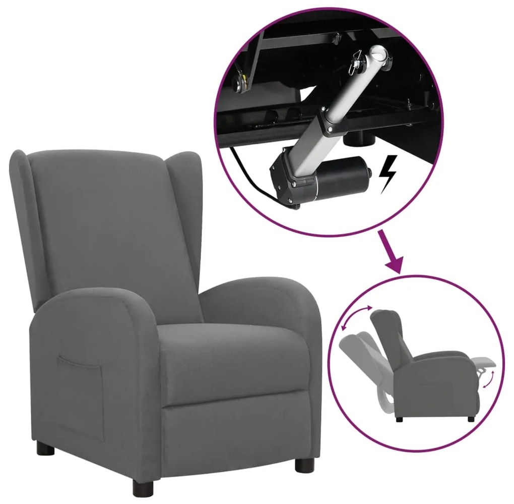vidaXL Poltrona elevatória tecido cinzento-claro