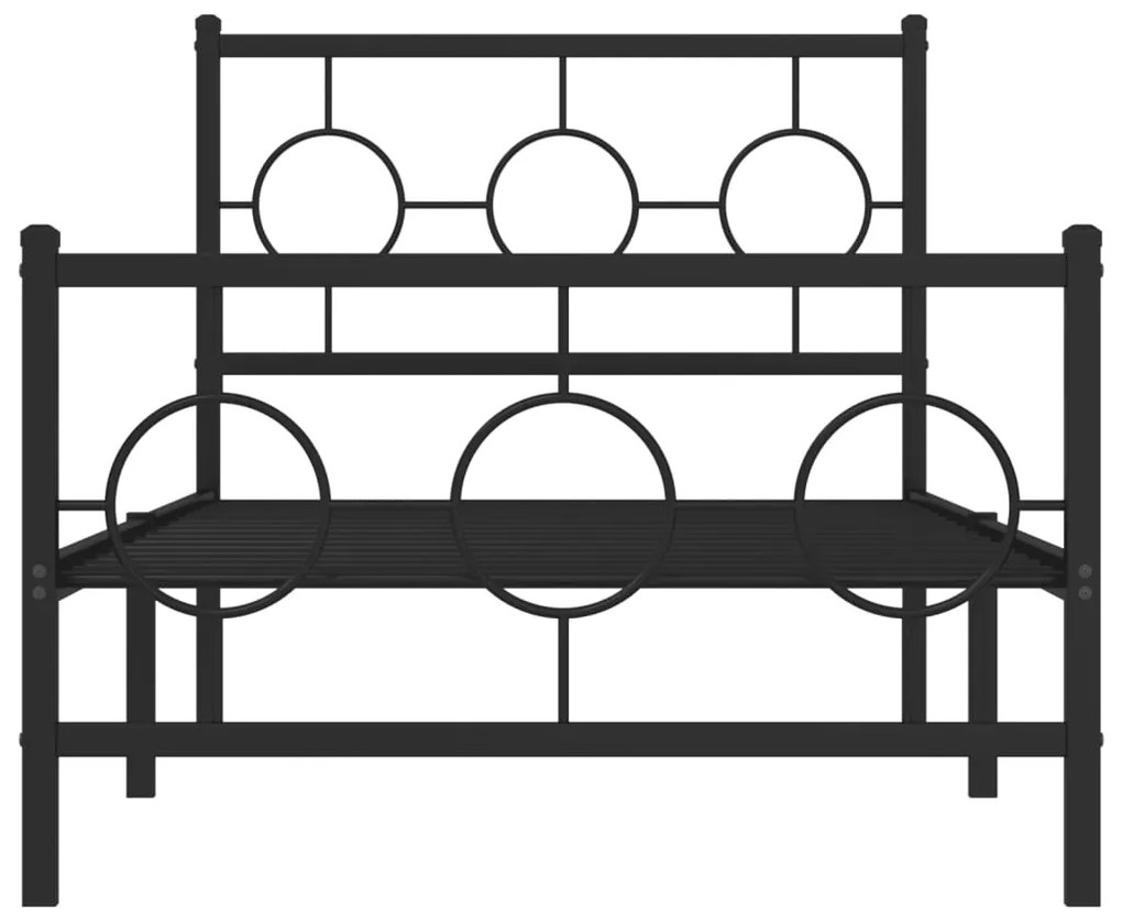 Estrutura de cama com cabeceira e pés 90x190 cm metal preto