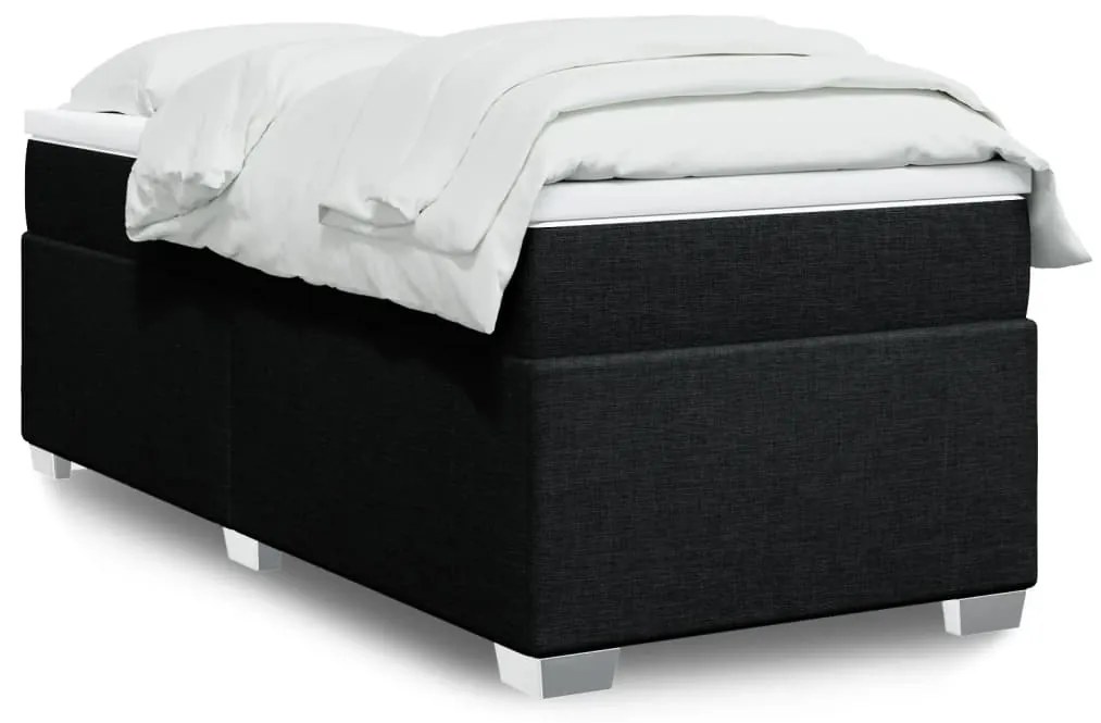vidaXL Cama com molas/colchão 80x200 cm tecido preto