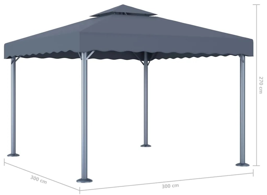 Gazebo 300x300 cm alumínio antracite