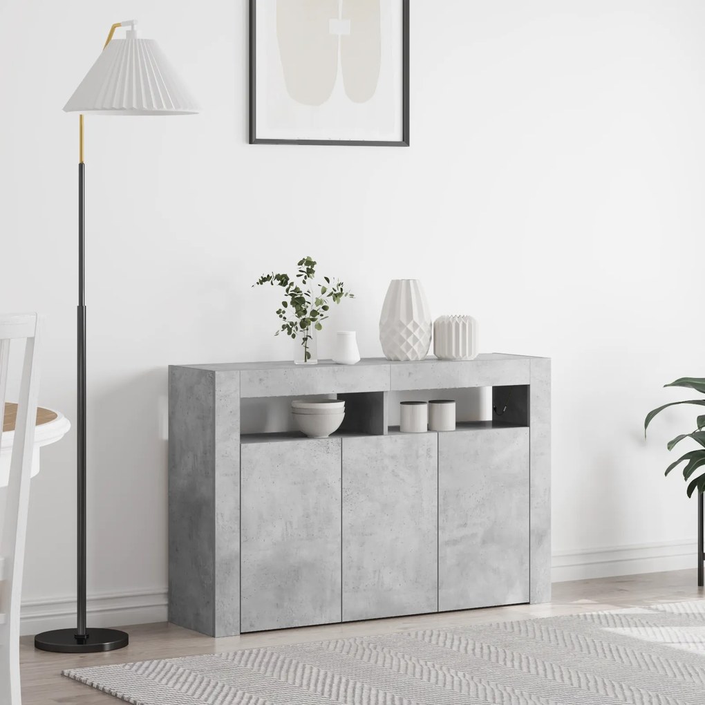 vidaXL Buffet Cinza Concreto Madeira Engenheirada 116 x 30 x 75 cm
