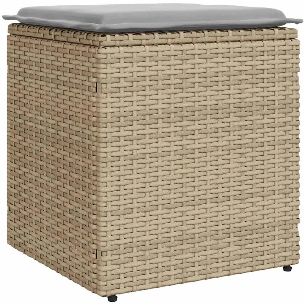Bancos de jardim com almofadas 2 unid 40x40x43 cm vime PE bege