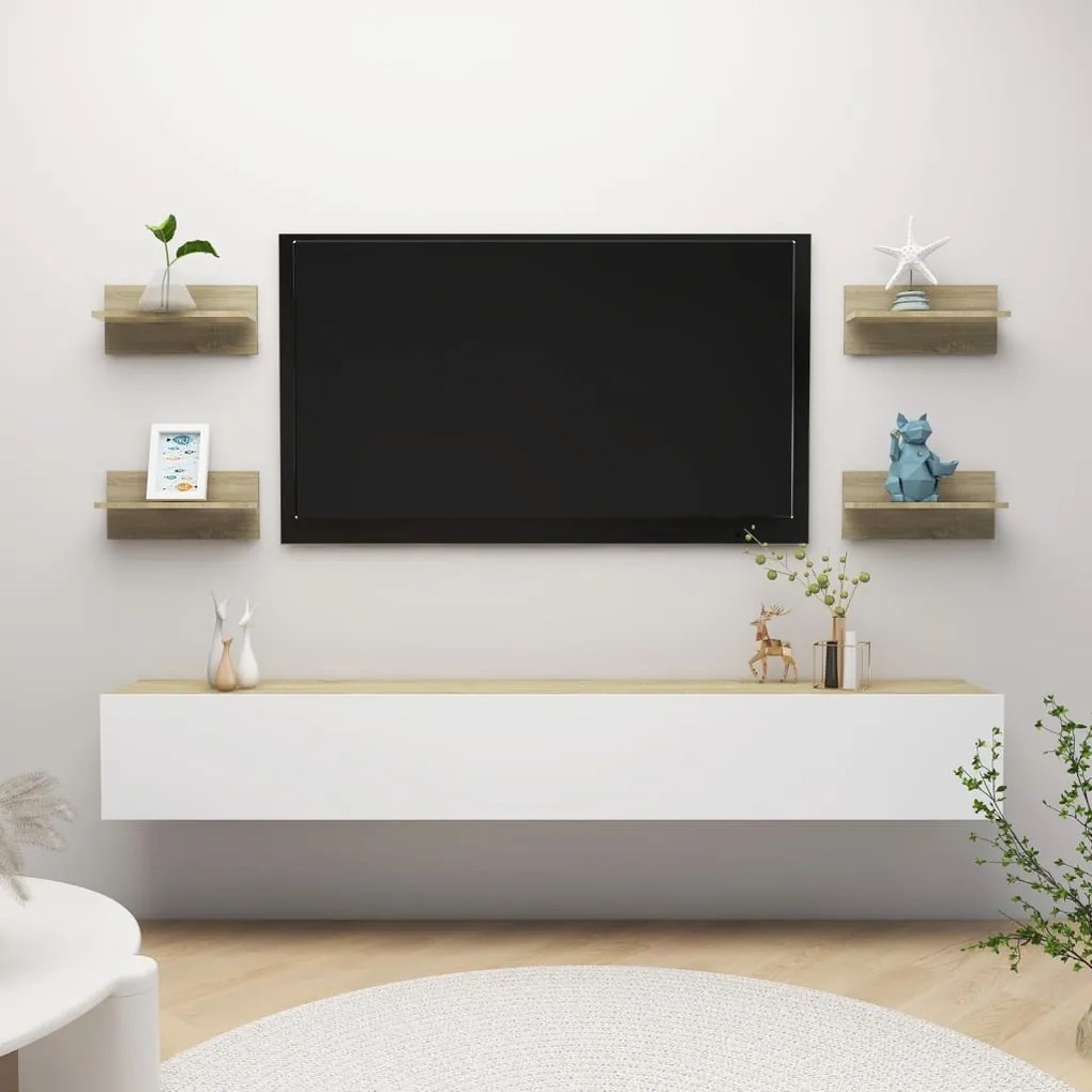 vidaXL Estantes de parede 4 pcs 40x11,5x18cm contrapl. carvalho sonoma
