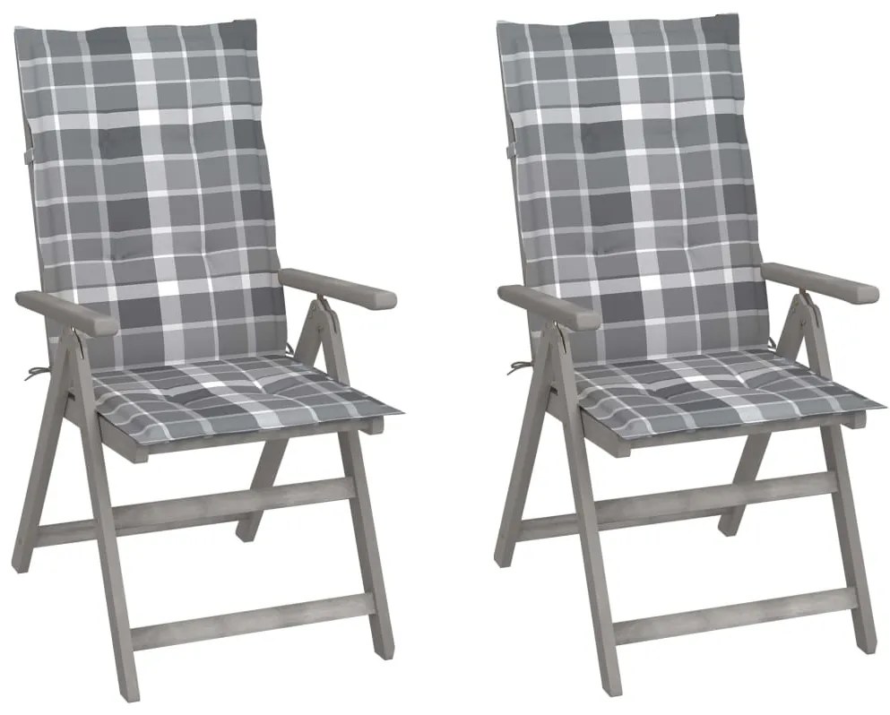 vidaXL Cadeiras jardim reclináveis c/ almofadões 2 pcs acácia maciça