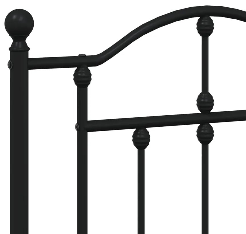 Estrutura de cama com cabeceira e pés 140x190 cm metal preto