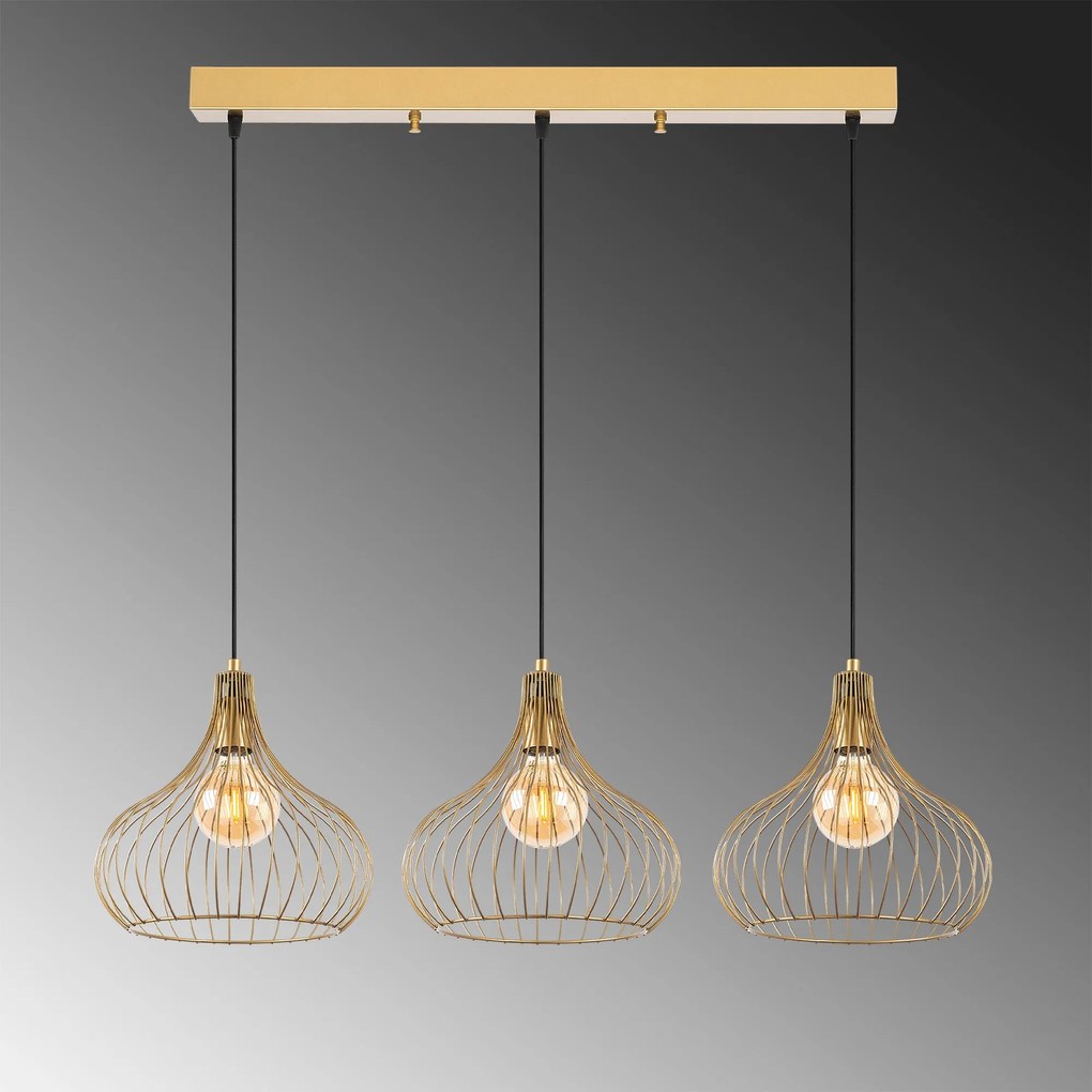 Chandelier Teldamla – Dourado Brilhante – 76 x 22 x 120 cm