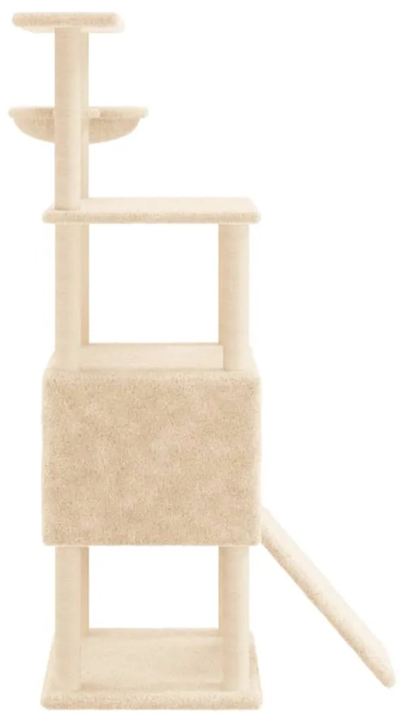 Árvore para gatos c/ postes arranhadores sisal 153 cm cor creme