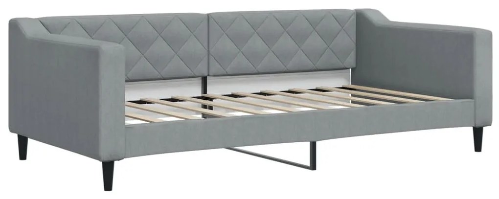 Sofá-cama com colchão 90x190 cm tecido cinzento-claro