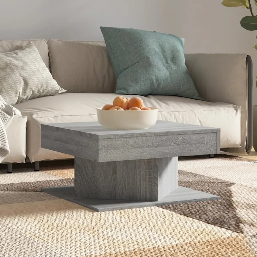 815943 vidaXL Mesa de centro 57x57x30 cm derivados de madeira cinzento sonoma
