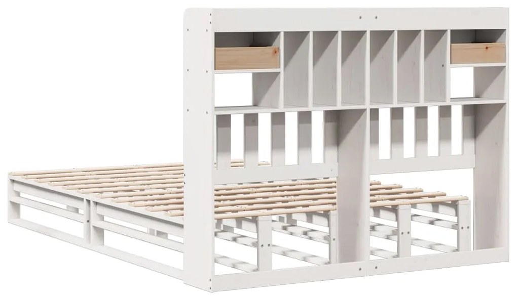 Cama com estante sem colchão 150x200 cm pinho maciço branco