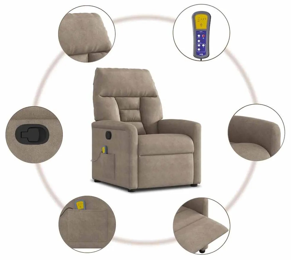 Poltrona de massagens reclinável tecido de microfibra