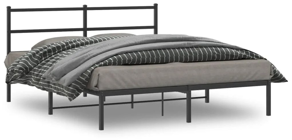 vidaXL Estrutura de cama em metal com cabeceira 150x200 cm preto