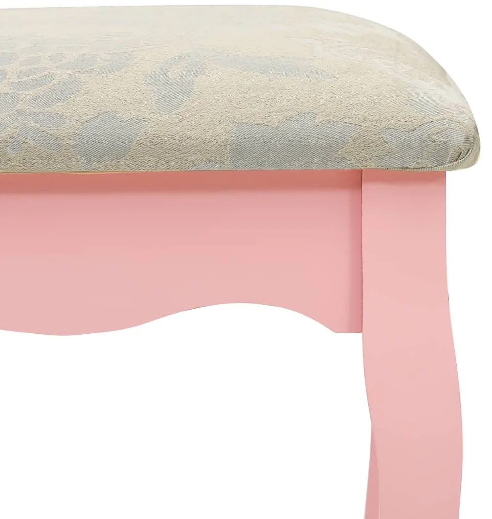 Conj. toucador com banco 75x69x140 cm madeira paulownia rosa
