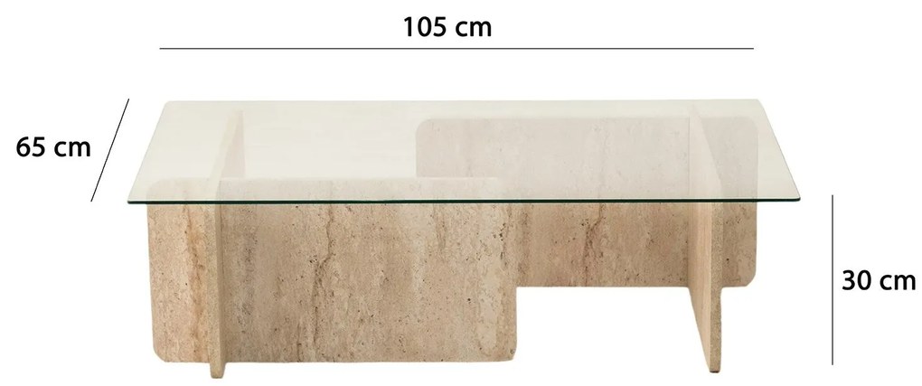 Mesa de Centro Escape – Travertino – 105 cm x 30 cm x 65 cm
