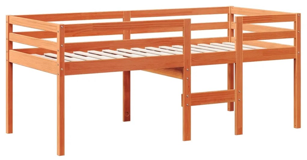 Cama alta com telhado 80x200 cm pinho maciço castanho-mel