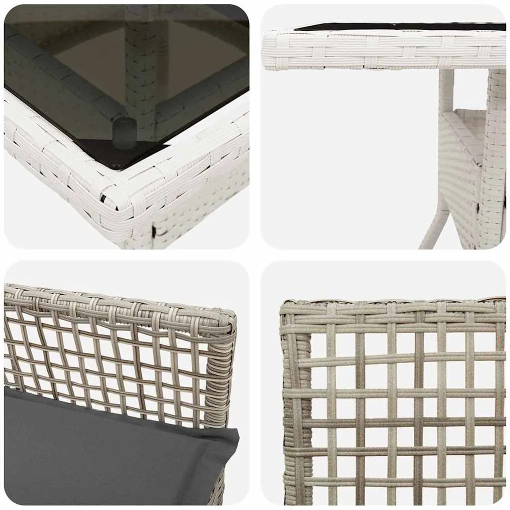 Conjunto de Jantar de 5 Peças Cinza Claro Rattan