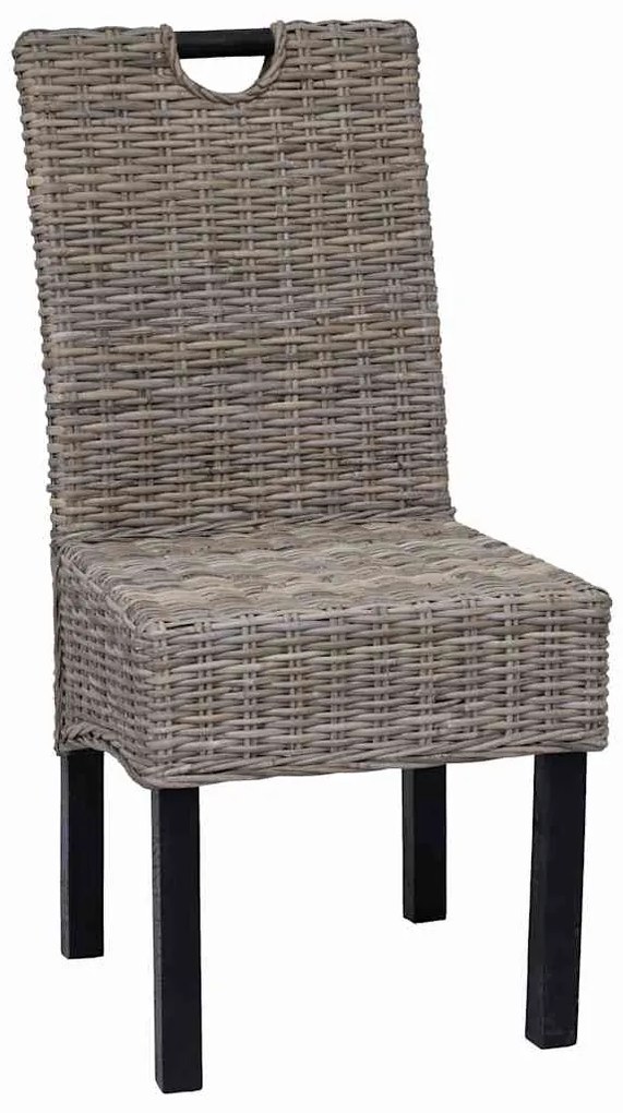 Cadeiras de jantar 4 pcs vime kubu e madeira de mangueira