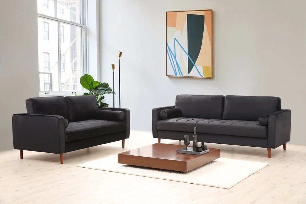 Sofá de 3 Lugares Rome – Preto Carvalho – 215x90x70 cm