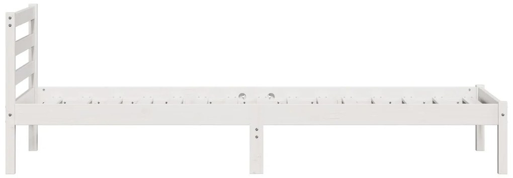 Estrutura de Cama com Cabeceira Branca 80x210 cm Madeira Maciça de Pin