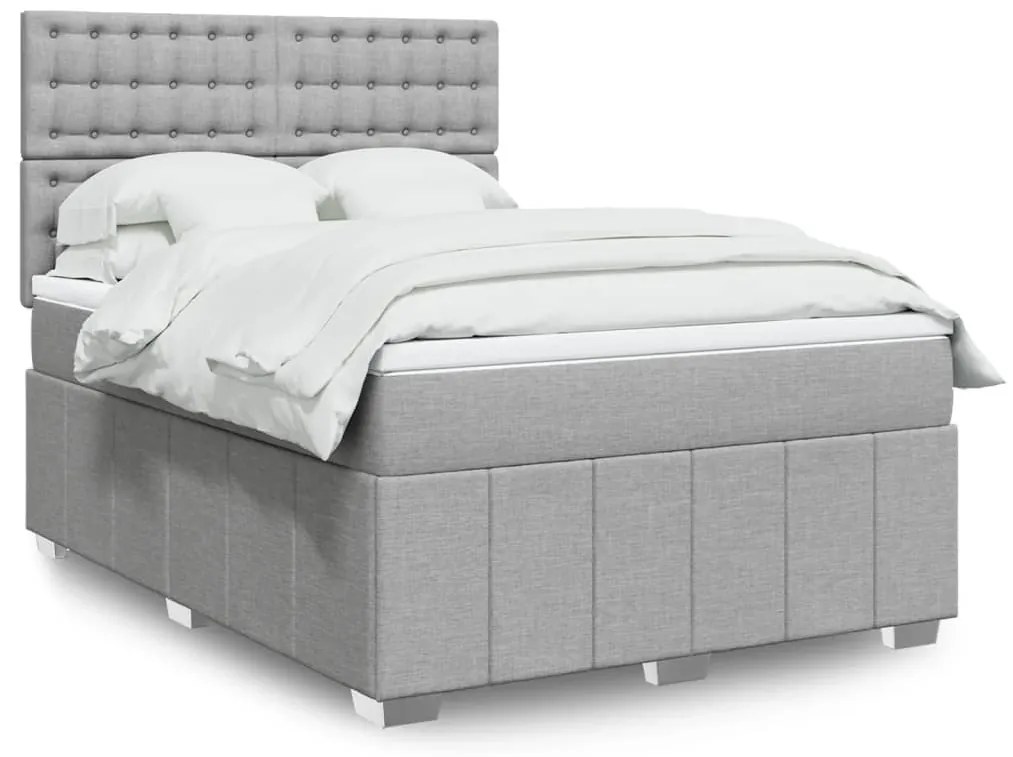 vidaXL Cama com molas/colchão 160x200 cm tecido cinzento-claro