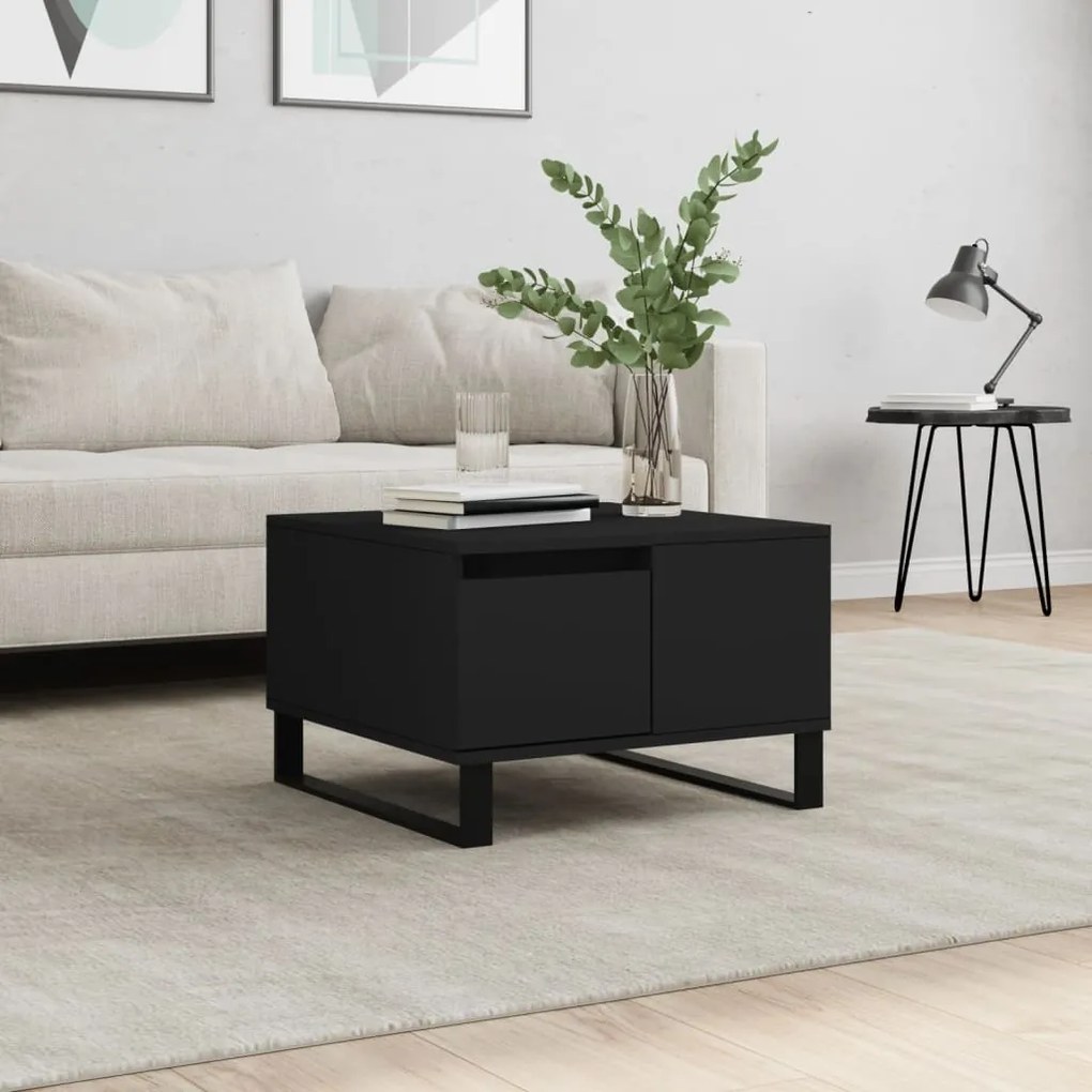 vidaXL Mesa de centro 55x55x36,5 cm derivados de madeira preto