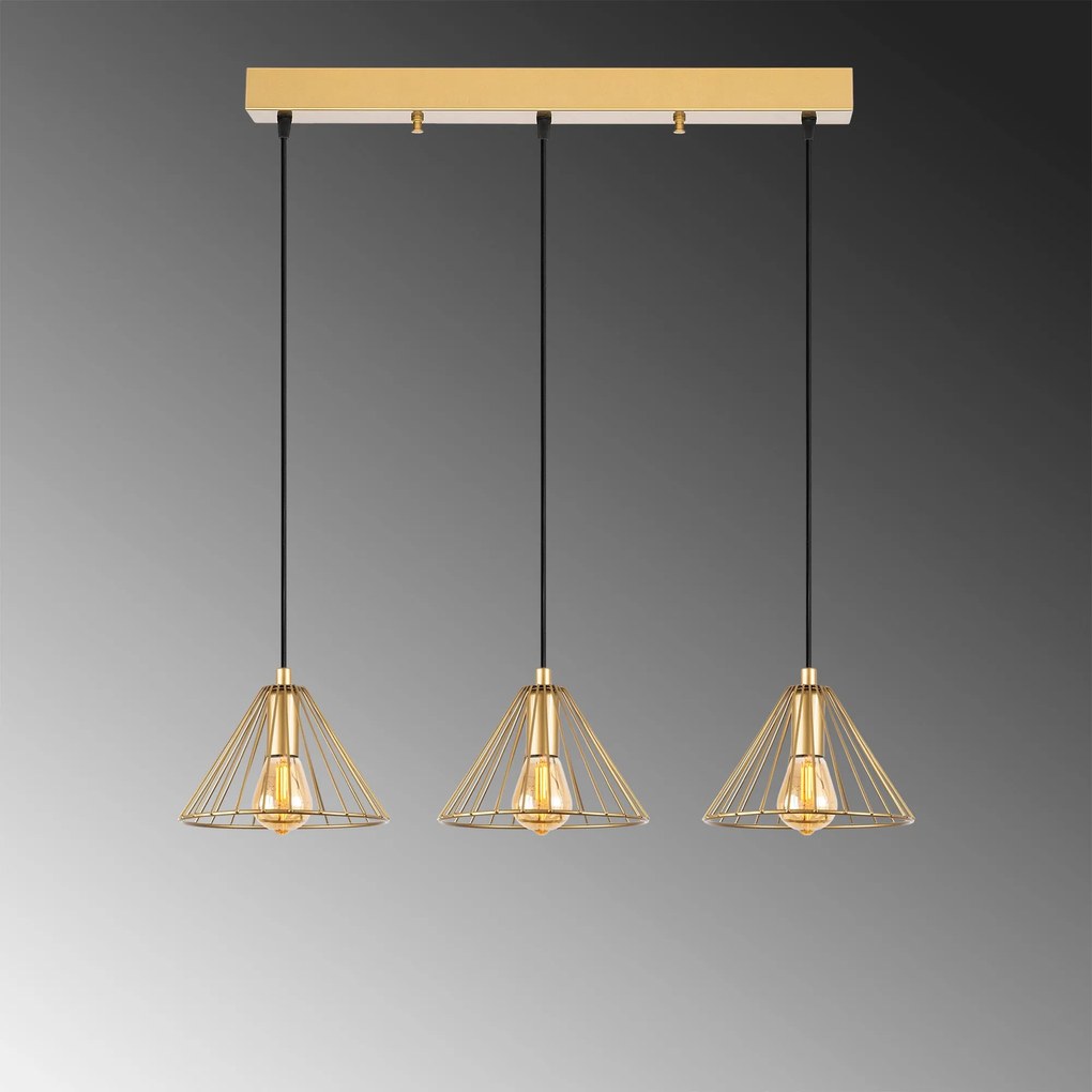 Chandelier Soylu – Dourado Brilhante – 72 x 20 x 117 cm