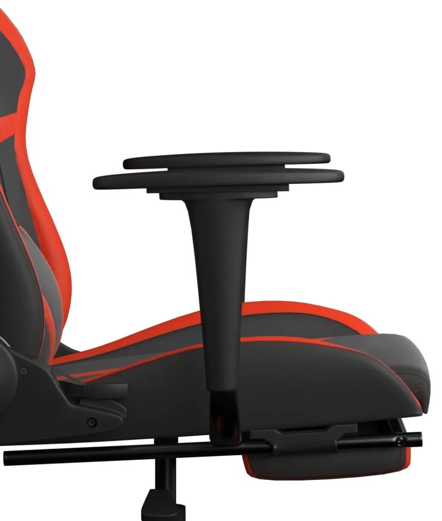 Cadeira gaming c/ apoio pés couro artificial preto e vermelho